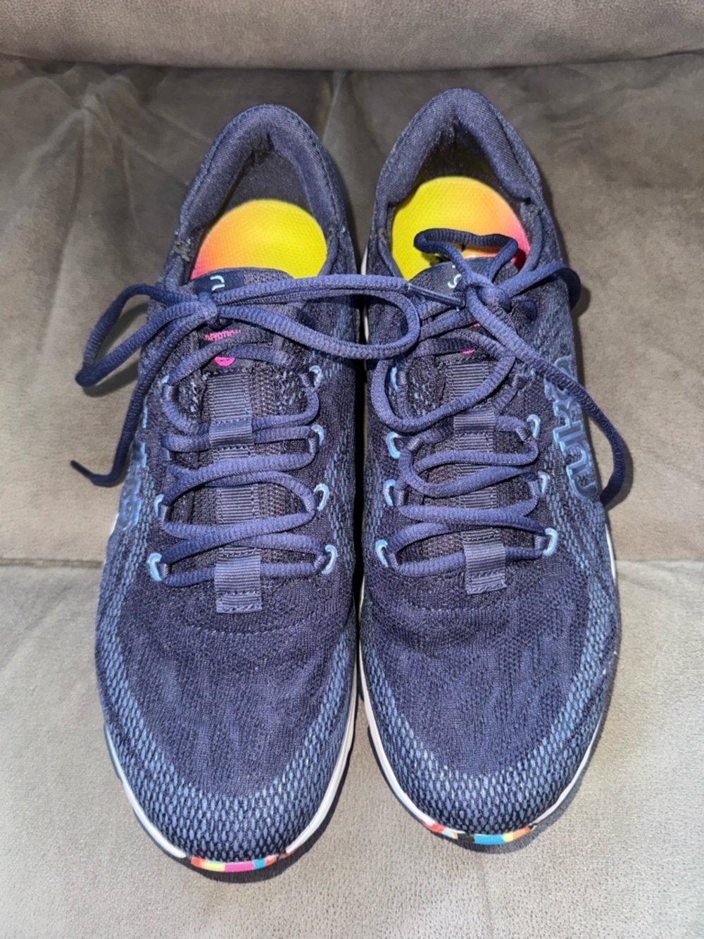 Ryka Navy Athletic Sneakers with Rainbow Accents, size 9.5 medium width, NWOT